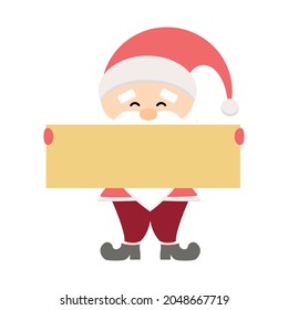 Vector illustration of Santa holding a sign. A postcard for a holiday. isolated on a white background.