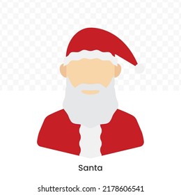Vector illustration of Santa  icon in dark color and transparent background(png).