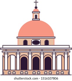 Vector Illustration Of Santa Maria Magdalena de Pazzis Cemetery Isolated