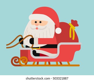 Vector illustration - Santa on Sleigh 