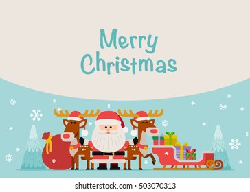 Vector illustration - Santa With Reindeer