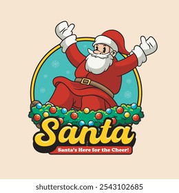 Vector Illustration of Santa with Retro Mascot Illustration Available for Logo Badge