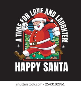 Vector Illustration of Santa with Retro Mascot Illustration Available for Tshirt Design