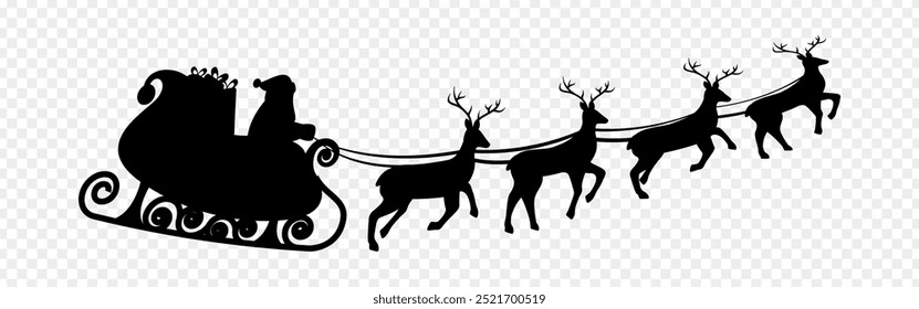 Vector illustration of Santa sleigh on transparent background