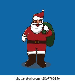 Vector illustration of santaclaus bringing gifts to share. Good for greeting cards, backgrounds, wallpapers, t-shirts, flyers, etc.