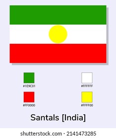 Vector Illustration of Santals (India) flag isolated on light blue background. As close as possible to the original. ready to use, easy to edit. 
