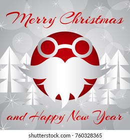 
Vector illustration. Santa's glasses and beard on New Year's background.
