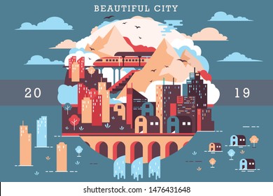 Vector illustration of santorini greece, flat design concept