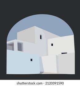 Vector illustration of Santorini island, Greece. Minimal art. Illustration for cards, posters or background.