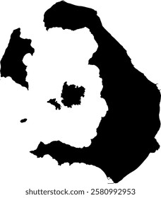 Vector illustration of Santorini island in Greece, black and white