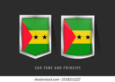 Vector Illustration of SAO TOME Label Logo. SAO TOME Badge Sign SAO TOME With Flag, São Tomean Product Label Banners Template.