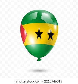 Vector illustration of Sao Tome and Principe country flag balloon on transparent background (PNG). Flying flag balloons for Independence Day celebrations.