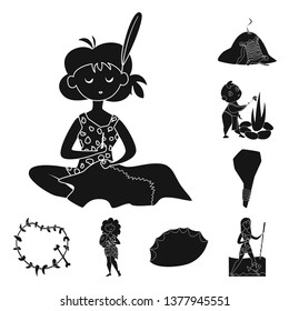 Vector illustration of sapiens and development  sign. Set of sapiens and age vector icon for stock.