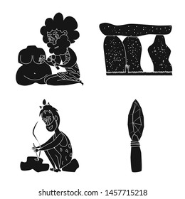 Vector illustration of sapiens and development symbol. Collection of sapiens and age stock symbol for web.