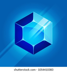 Ilustración vectorial de la gema zafiro sobre fondo azul