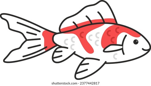 Vector illustration sarasa comet goldfish. Isolated on a white background.