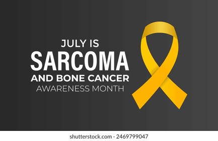 Vector Illustration Sarcoma and Bone Cancer Awareness Calligraphy Poster Design. Realistic Yellow Ribbon. Bone Cancer, background.