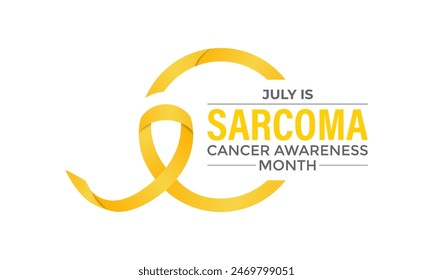 Vector Illustration Sarcoma and Bone Cancer Awareness Calligraphy Poster Design. Realistic Yellow Ribbon. Bone Cancer, background.