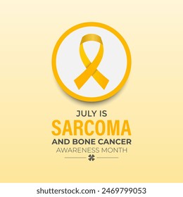 Vector Illustration Sarcoma and Bone Cancer Awareness Calligraphy Poster Design. Realistic Yellow Ribbon. Bone Cancer, background.