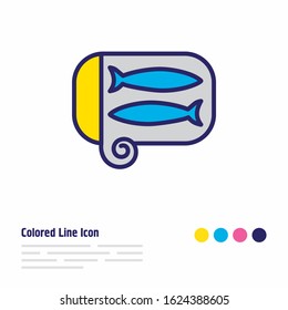 Vector illustration of sardine icon colored line. Beautiful sea element also can be used as canned fish icon element.