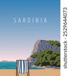 Vector illustration. Sardinia, tourist poster, banner, postcard, cover. Modern design. Tourism. Travel.