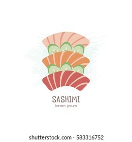 Vector illustration of sashimi- traditional japanese food.   All objects are conveniently grouped and easily editable