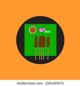 Vektorgrafik von Satay auf der schwarzen Platte einzeln 