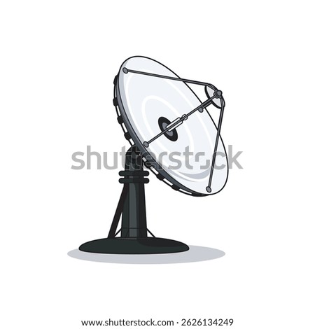 Vector illustration of a satellite dish antenna for communication and broadcasting, perfect for technology, networking, and space-themed designs.