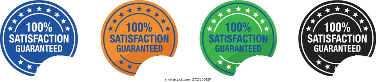 Vector illustration of satisfaction guarantee badge icon with seal stamp, customer assurance, quality promise, and trusted service labelVector illustration of satisfaction guarantee badge icon with seal stamp, customer assurance, quality promise, and trusted service label