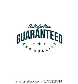 Ilustración vectorial de la satisfacción y de la calidad de la tarjeta de texto garantizada con tipografía simple y estrellas aisladas con traje de fondo blanco para marca o identidad de la empresa