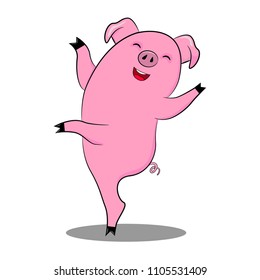 vector illustration of a satisfied pig