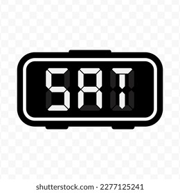 Vector illustration of Saturday digital icon sign and symbol. Black icon on transparent background (PNG).