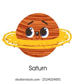 Ilustração vetorial do saturno com uma face sobre um fundo branco