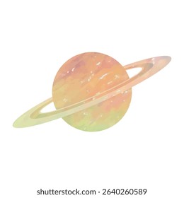 Vector illustration of Saturn. Hand-drawn illustrations in watercolor.