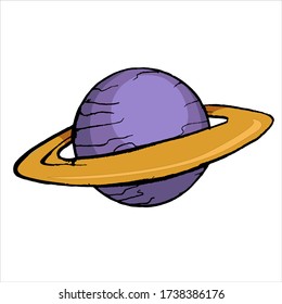 Ilustración vectorial. Icono del planeta Saturno en estilo de caricatura sobre un blanco 