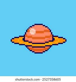 Ilustração vetorial do planeta Saturno com Pixel Art Design, perfeito para os recursos do jogo projetos temáticos