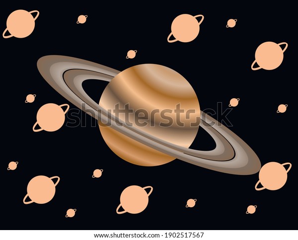 vector illustration of saturn. planet of the solar\
system with rings. saturn with rings. flat illustration of gas\
planet with rings