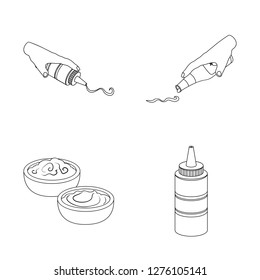 Vector illustration of sauce and condiment sign. Set of sauce and bowl vector icon for stock.