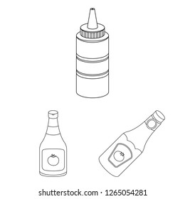 Vector illustration of sauce and condiment symbol. Collection of sauce and bowl stock vector illustration.