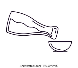 Vector illustration of a sauce icon, a jar of sauce and a gravy boat, the sauce is poured from a jar into a gravy boat