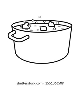 Vector illustration of saucepan and broccoli logo. Web element of saucepan and vegetable stock vector illustration.