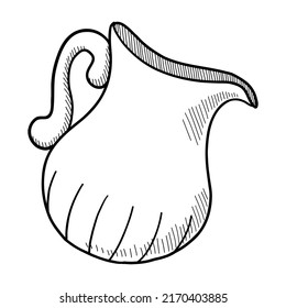 VEKTORGRAFIK EINES SAUCEPAN EINZELN AUF WEISSEM HINTERGRUND. DOODLE-DRAWING MIT HAND