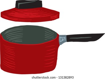 Vector illustration of saucepan with lid