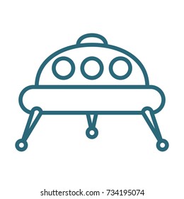 Vector illustration of UFO flying saucer icon isolated on white.