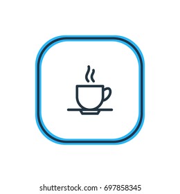 Vector Illustration Of Saucer Outline. Beautiful Coffee Element Also Can Be Used As Cup Element.