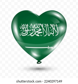 Vector illustration of a Saudi Arabia country love balloon on transparent background (PNG). Flying love balloons for Independence Day celebration.