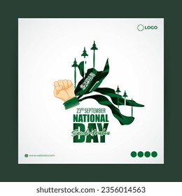 Vector illustration of Saudi Arabia Independence Day social media story feed template