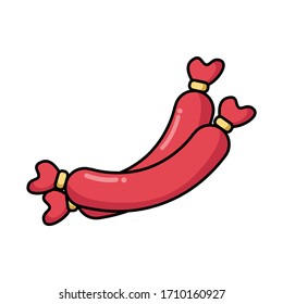vector illustration sausage flat design outline icon
