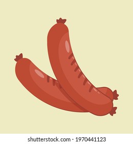 Vector illustration of a sausage. sausage isolated on soft color background. sausage vector or illustration art. can be used print, template, design element in web and mobile.