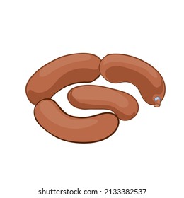Vector illustration of sausage. Meat product on a white background.
